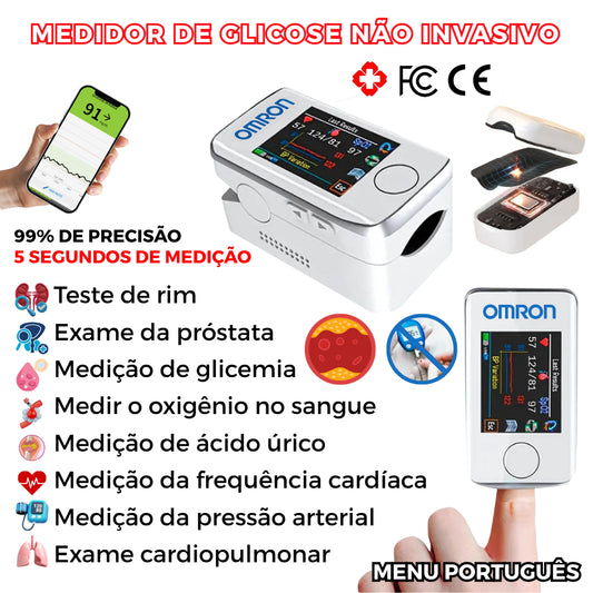 Medidor de Glicose Glucomax no Sangue Não Invasivo OMRON (Garantia de 5 anos)